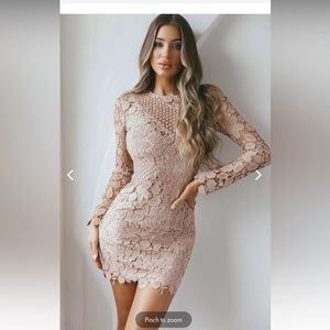Selfie Leslie REINHART LACE OVERLAY MINI DRESS MOCHA